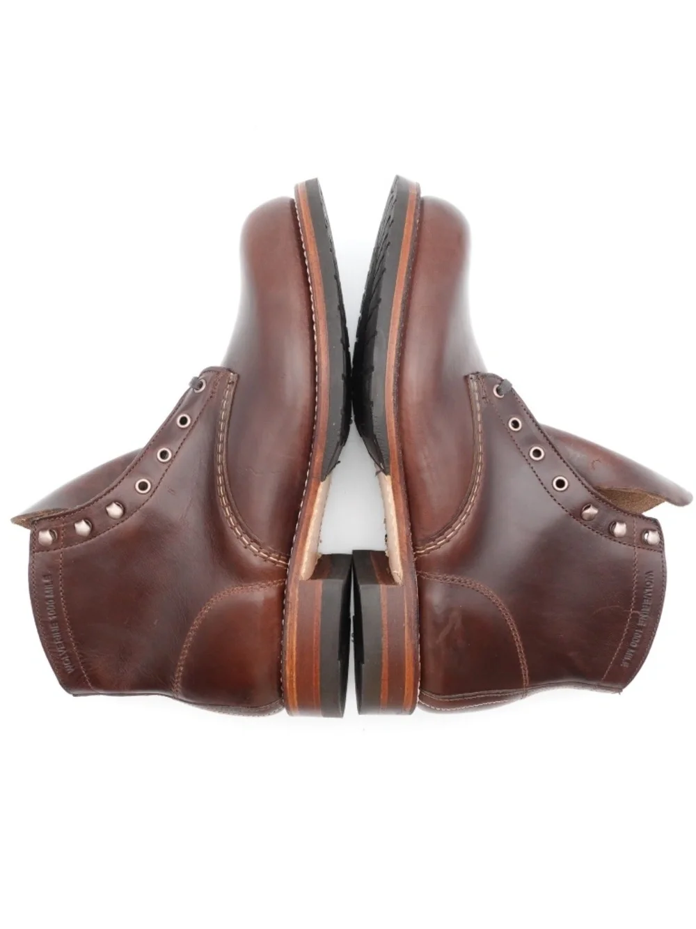 Wolverine Men's 1000 Mile Plain Toe Leather Boots Vibram Outsole W990072 Brown